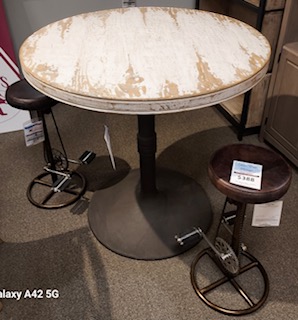 SADIE BAR TABLE 42''AND 2 BICYCLE BAR STOOLS