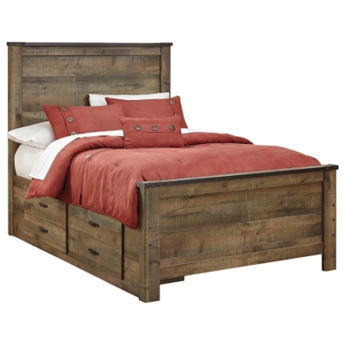 fdb6663ccb55dbc67b0a50293fb5c5f6 Trinell Full Panel Bed with 2 Storage Drawers - Image 1