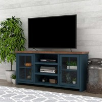 Nantucket 74" Blue Denim and Whiskey TV/Fireplace Console - Image 3