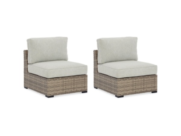 Calworth Outdoor Armless Chair with Cushion (Set of 2)