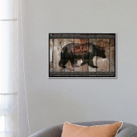 Mountain Bear Silouette Textured Framed Print - Image 2
