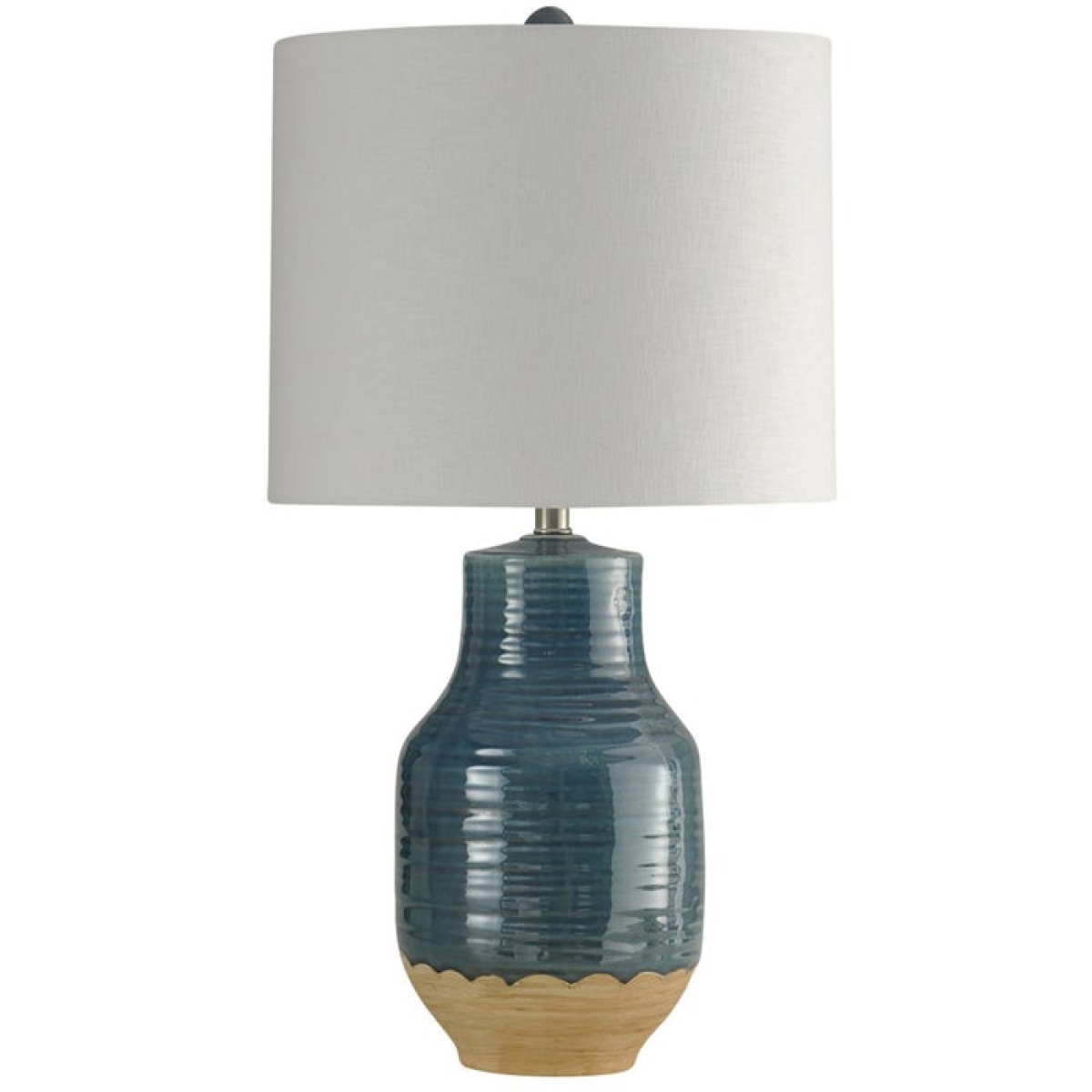 Prova Blue Dipped Ceramic Body Table Lamp with Hardback Shade - Image 1