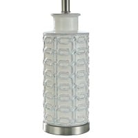 Ceramic Body Table Lamp with Metal Base and Blue Shade - Image 4