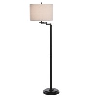 Madison Bronze Floor Lamp With Swing Arm and Fabric Drum Shade - Image 3