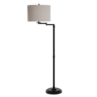 Madison Bronze Floor Lamp With Swing Arm and Fabric Drum Shade