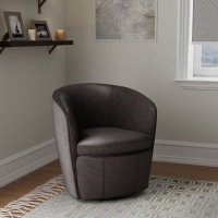 Barolo Vintage Slate Leather Swivel Club Chair - Image 5