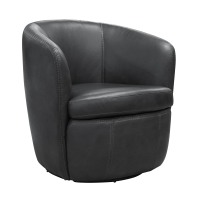 Barolo Vintage Slate Leather Swivel Club Chair