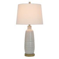 Whitewashed Ceramic Table Lamp w/ USB - Image 2