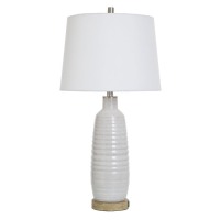 Whitewashed Ceramic Table Lamp w/ USB