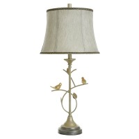 Traditional Table Lamp with Perched Birds on Branch Design