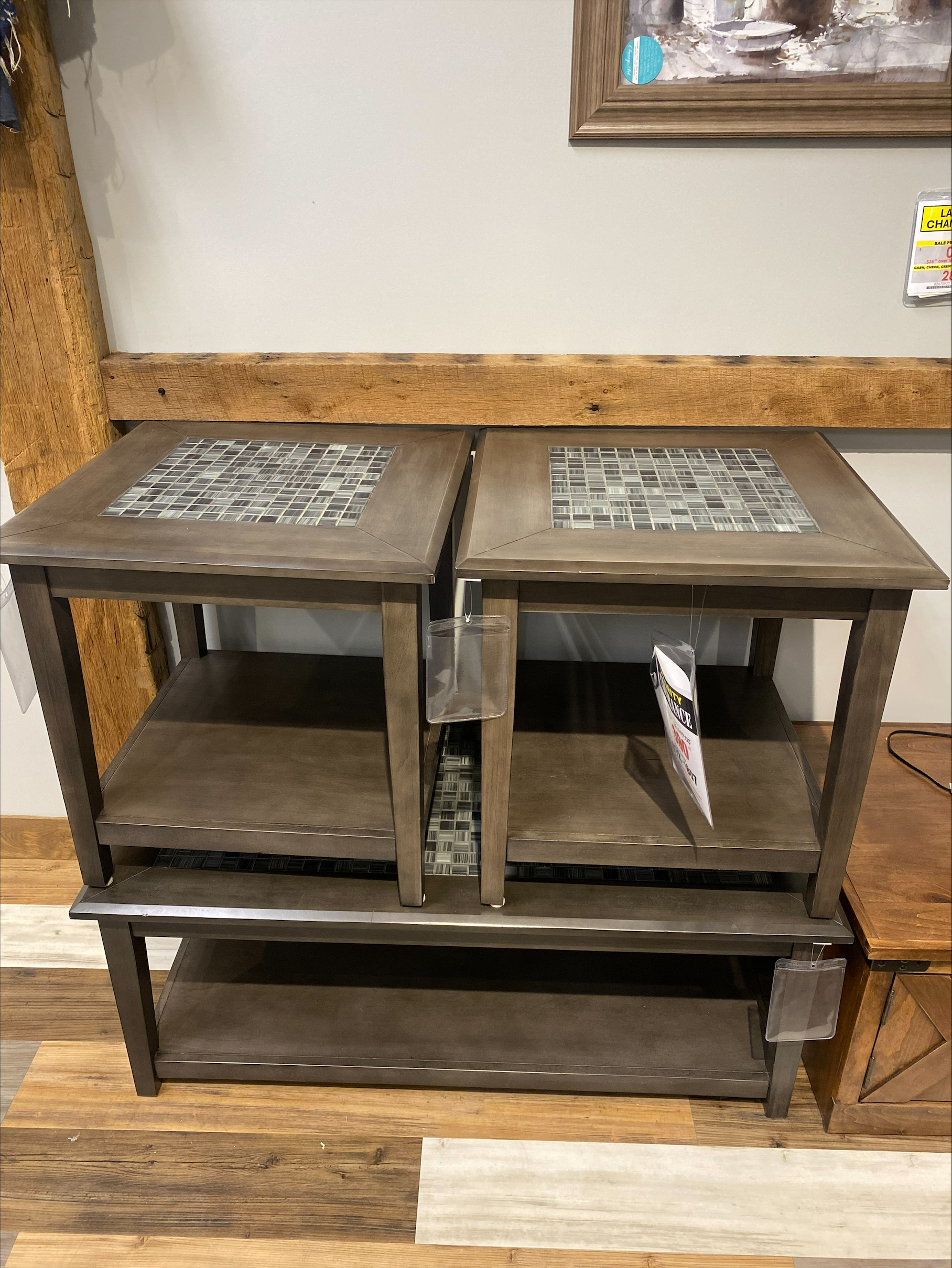 3PC MOSAIC SET 2 END STANDS & COCKTAIL TABLE *AS IS*STOCK ONLY*