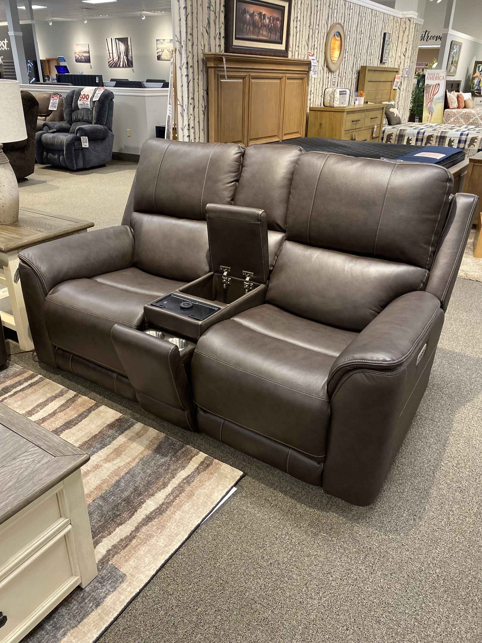 EASTON POWER SOFA W/ZERO GRAVITY  WITH POWER HEADREST AND LUMBAR- STEAM BOAT BROWN