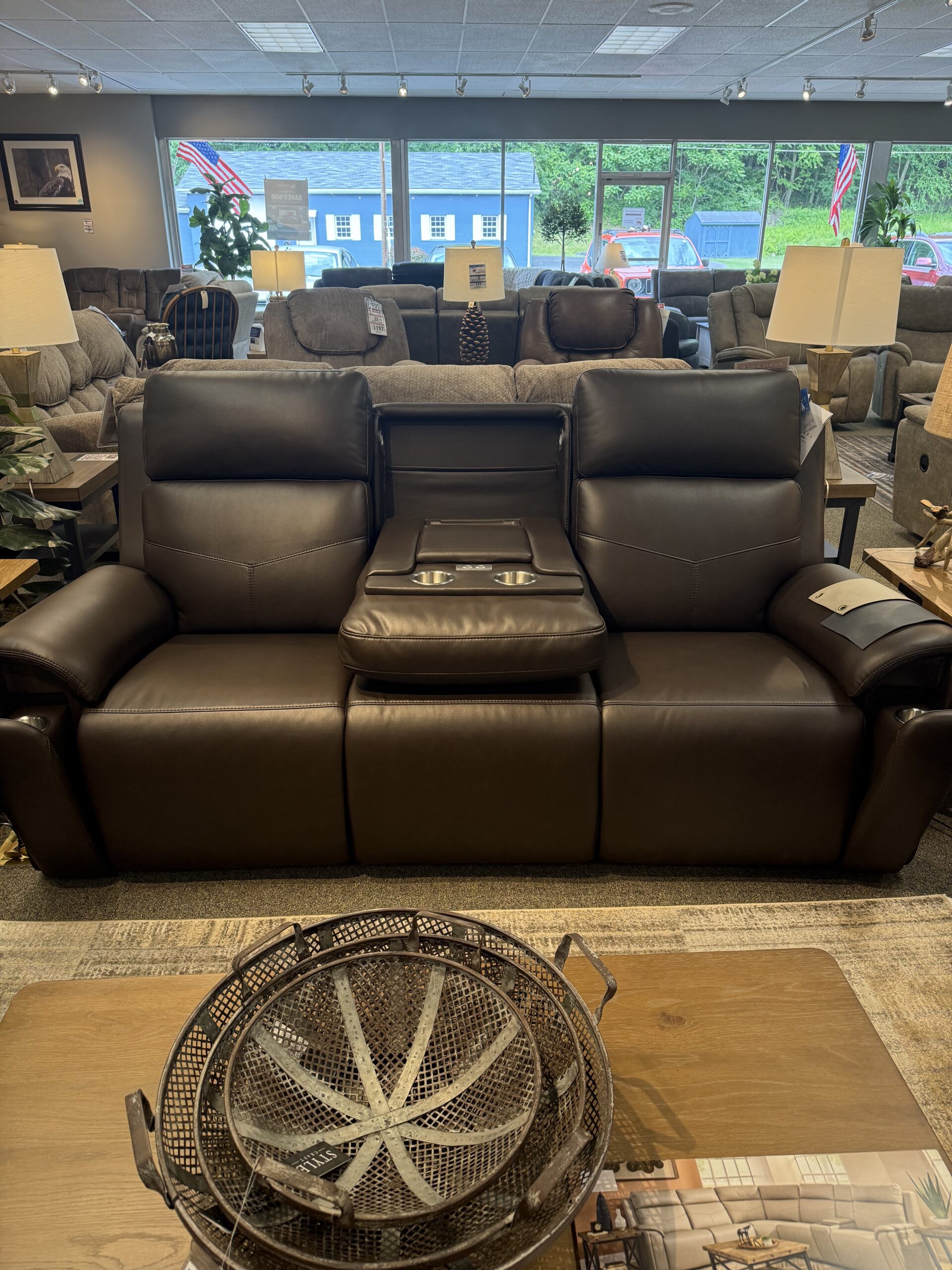 IMG_2788 Power Reclining Sofa with Console, Power Headrest, Lumbar, Heat & Massage - Image 1